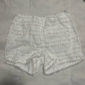 white ruffle shorts